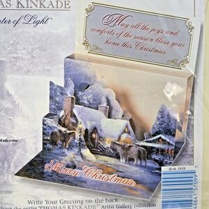 Thomas Kinkade 3D Christmas Card Pop Up "A Christmas Welcome"  Sealed W Envelope
